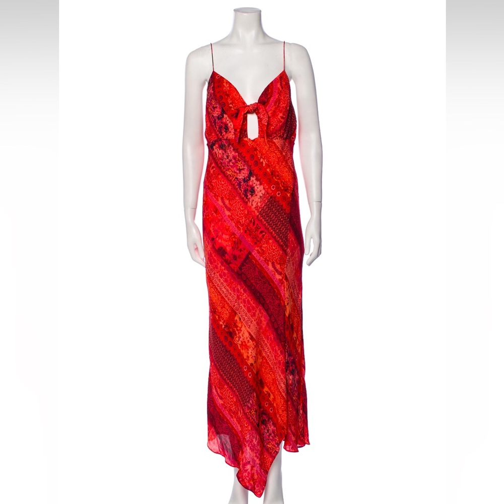 Alice and Olivia Harmony Midi Red Paisley Dress Size 0